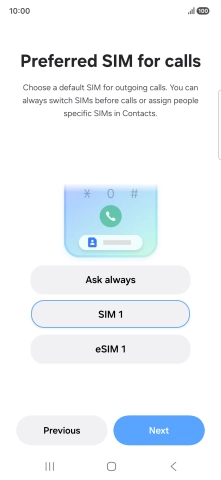 Press the required setting.