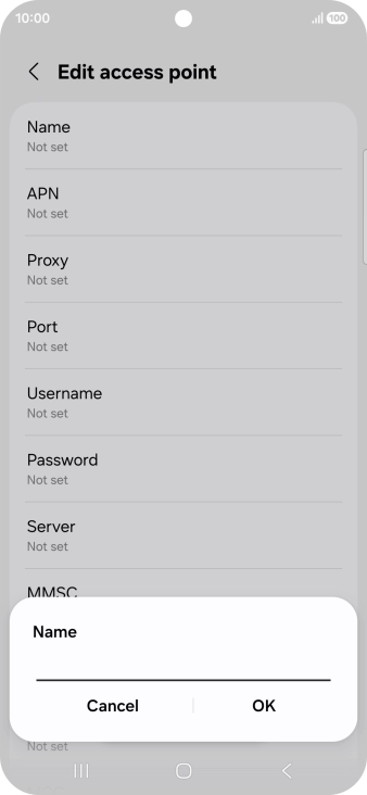 Key in Vodafone Internet and press OK. Key in Vodafone Internet and press OK.