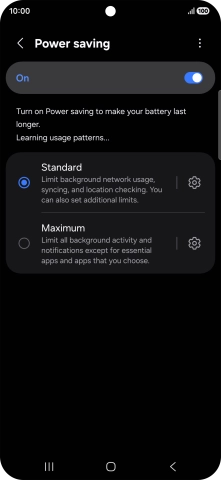 Press the required setting. Press the required setting.