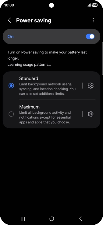 Press the required setting. Press the required setting.