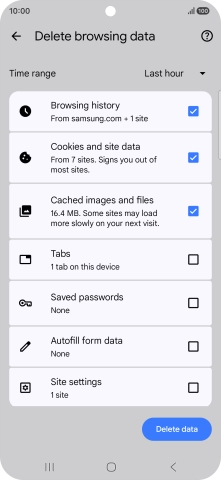 Press the fields next to the required data types.