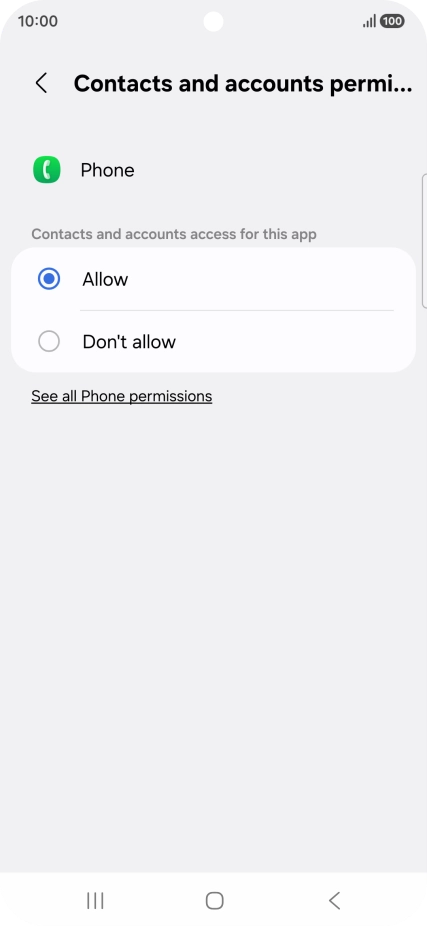Press the required setting.