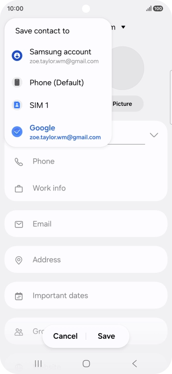 Press the required Google account.