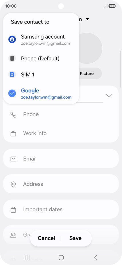 Press the required Google account.