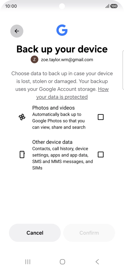 Press the fields next to the required data types to select them.