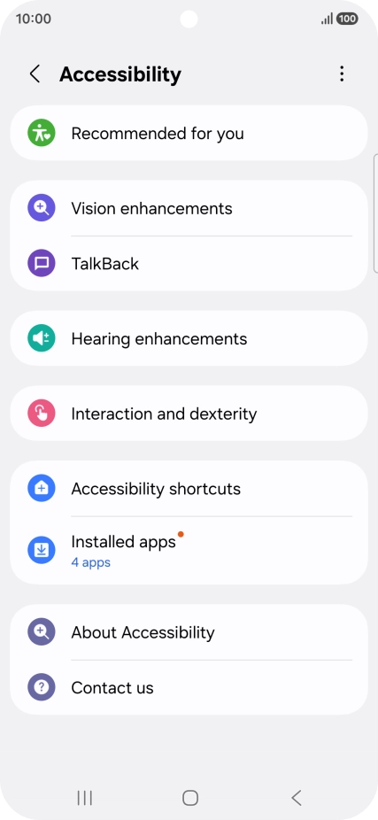 Press Vision enhancements and follow the instructions on the screen to select the required settings.