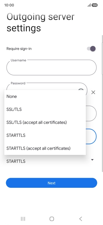 Press SSL/TLS. Press SSL/TLS.