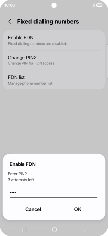 Key in your PIN2 and press OK. The default PIN2 is 1111.
