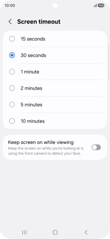 Press the required setting.