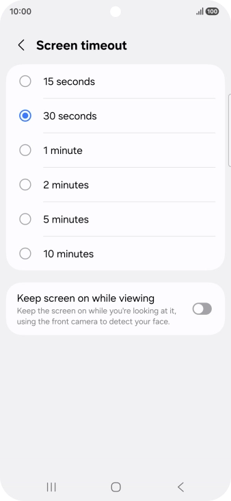 Press the required setting.