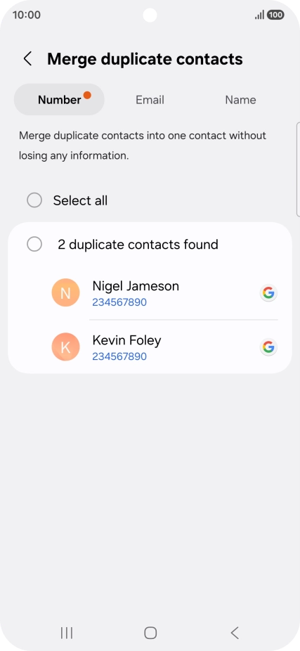Press the field next to the required number.