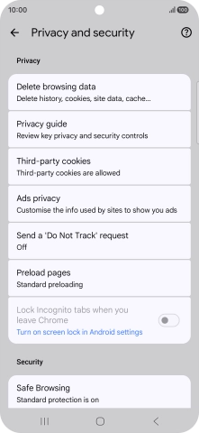 Press Delete browsing data.