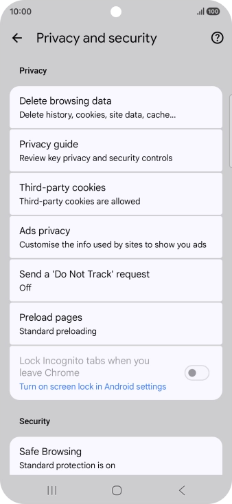 Press Delete browsing data.