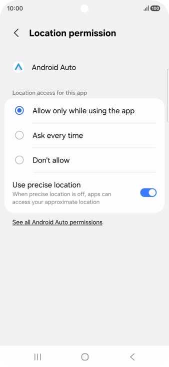 Press the required setting. Press the required setting.