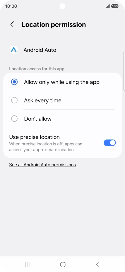 Press the required setting. Press the required setting.