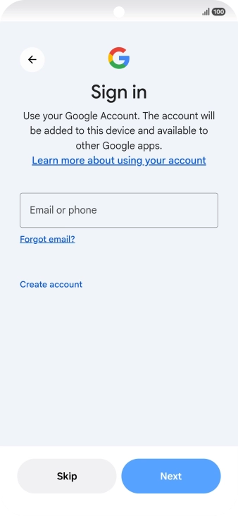 Press Email or phone and key in the username for your Google account.