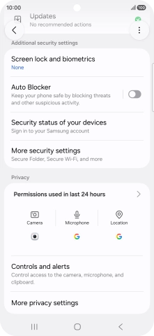 Press More security settings. Press More security settings.