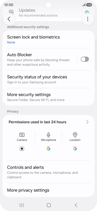 Press More security settings. Press More security settings.