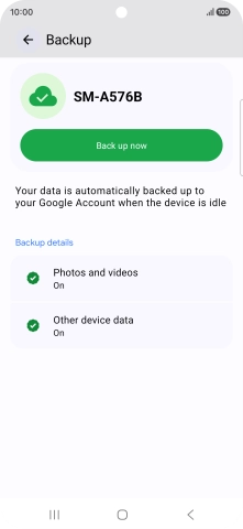 Press Back up now and wait while the phone memory is backed up.