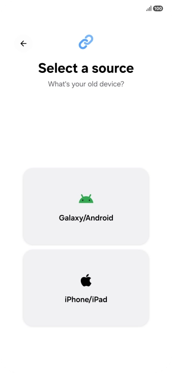 Press the required setting and follow the instructions on the screen to transfer the content from another phone. Press the required setting and follow the instructions on the screen to transfer the content from another phone.