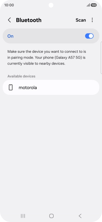 Press the required Bluetooth device and follow the instructions on the screen to pair the device with your phone. Press the required Bluetooth device and follow the instructions on the screen to pair the device with your phone.
