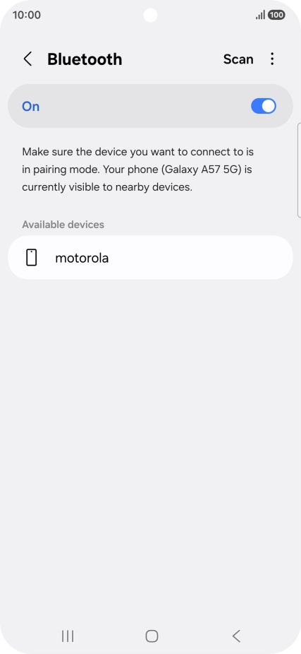 Press the required Bluetooth device and follow the instructions on the screen to pair the device with your phone. Press the required Bluetooth device and follow the instructions on the screen to pair the device with your phone.