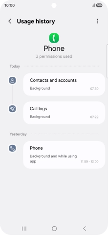 The app activity for the selected app is displayed.