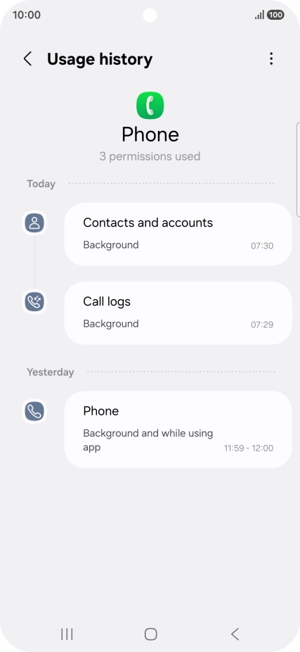 The app activity for the selected app is displayed.