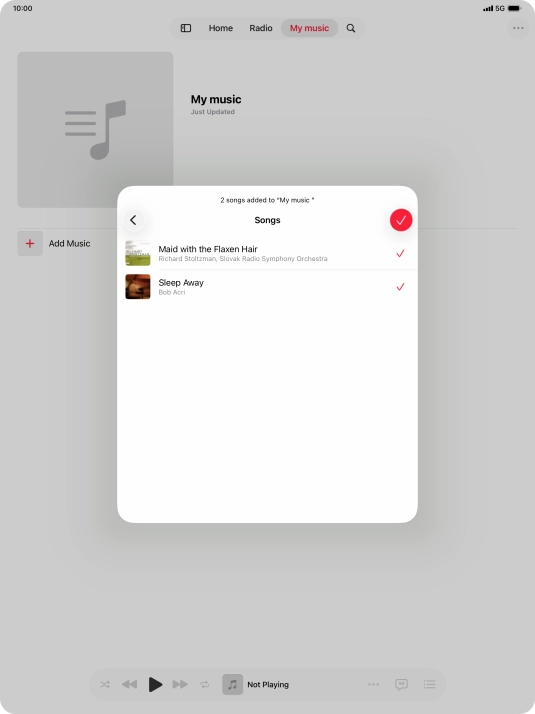 Press the confirm icon.
