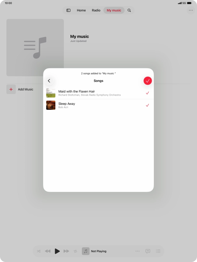 Press the confirm icon.