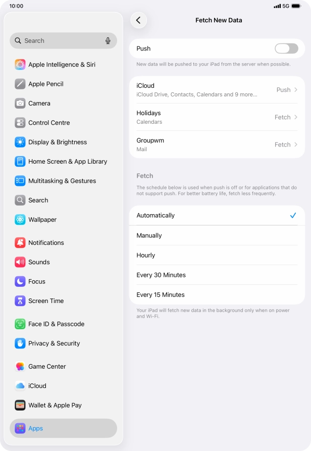 If you turn off the function, press the required setting.