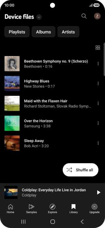 Press the required audio file. Press the required audio file.