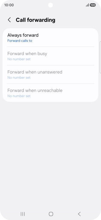 Press the required divert type. Press the required divert type.