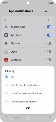 Press the required setting. Press the required setting.