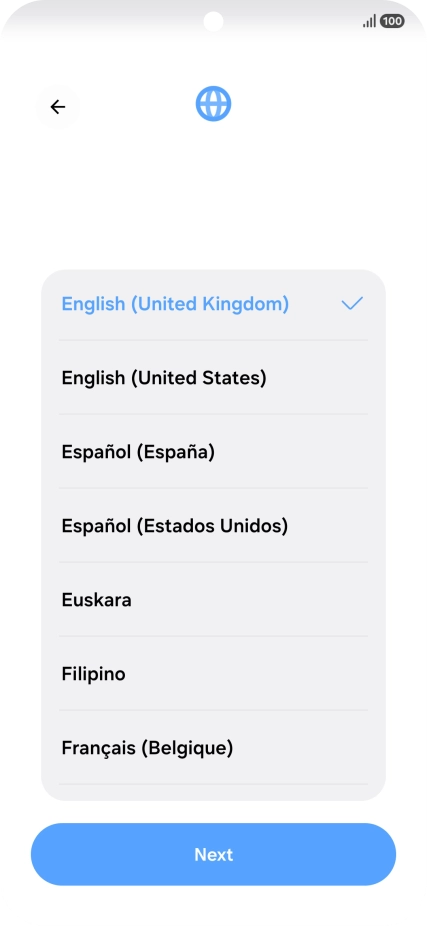 Press the required language. Press the required language.