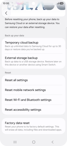 Press Factory data reset. Press Factory data reset.