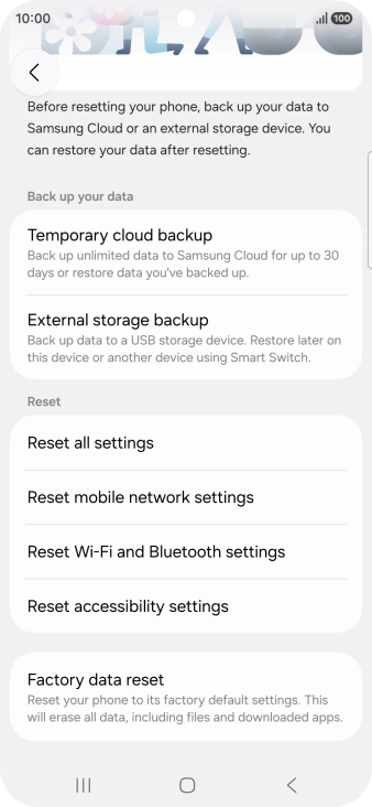 Press Factory data reset. Press Factory data reset.