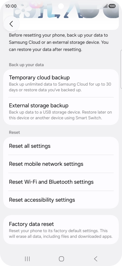 Press Factory data reset. Press Factory data reset.