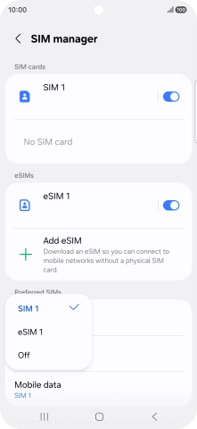 Press the required setting.