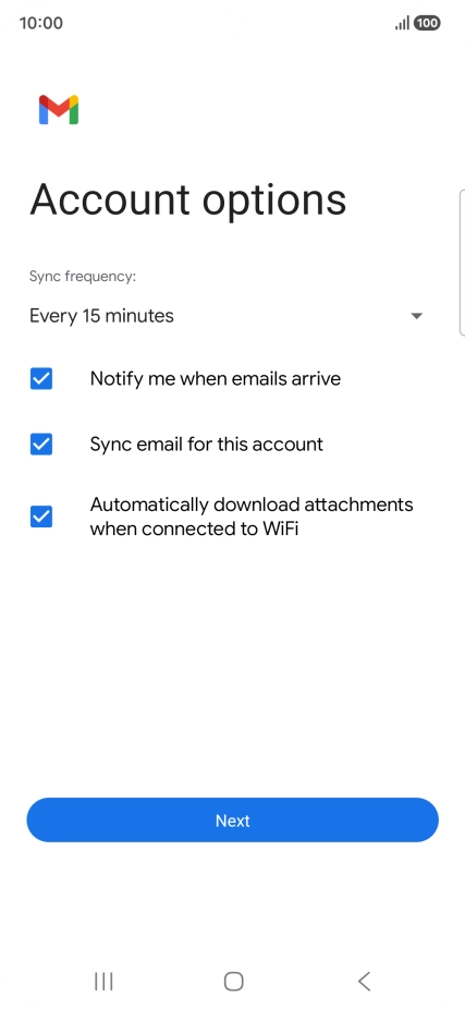 If this screen is displayed, you email account has been recognised and set up automatically. Follow the instructions on the screen to key in more information and finish setting up your phone. If this screen is displayed, you email account has been recognised and set up automatically. Follow the instructions on the screen to key in more information and finish setting up your phone.