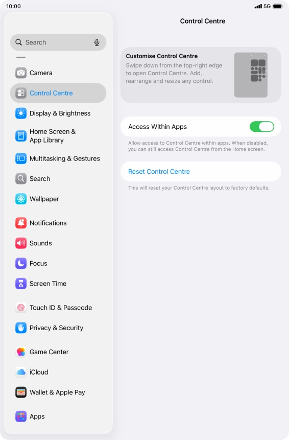 Press the indicator next to 