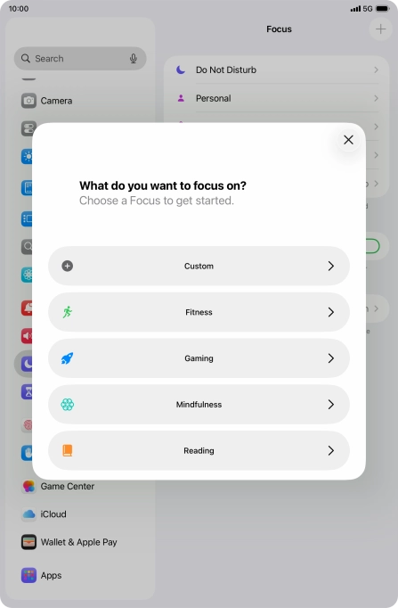 Press the required focus mode and follow the instructions on the screen to add the selected focus mode. Press the required focus mode and follow the instructions on the screen to add the selected focus mode.