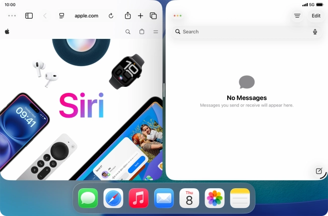 The applications are now displayed on a split screen.