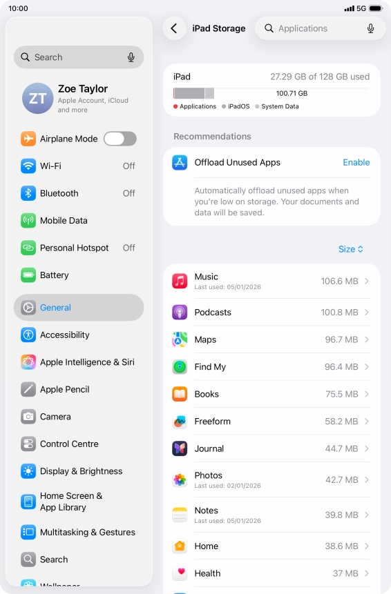 Press the required app.