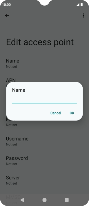 Key in Vodafone Internet and press OK.