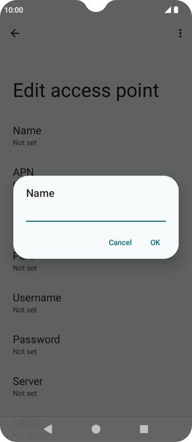 Key in Vodafone Internet and press OK.