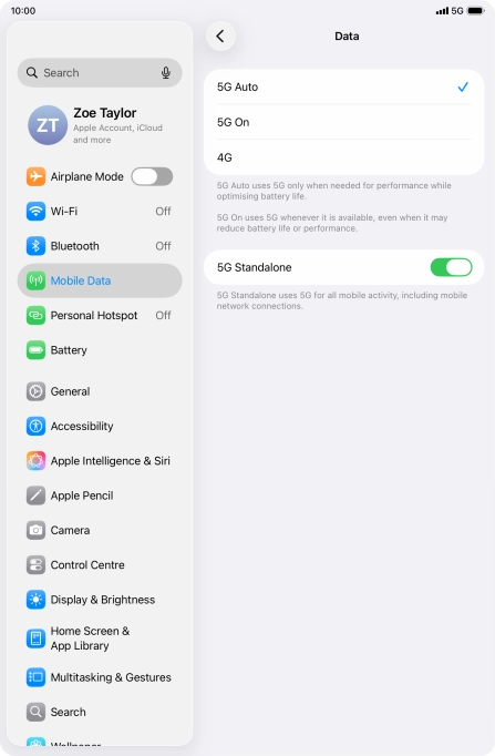 To turn on automatic switch between 5G and 4G, press 5G Auto. To turn on automatic switch between 5G and 4G, press 5G Auto.