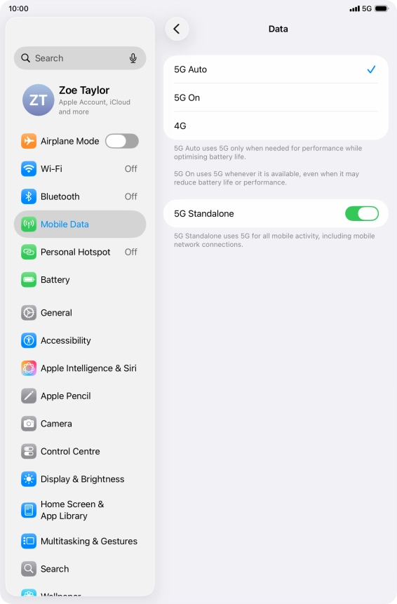 To turn on automatic switch between 5G and 4G, press 5G Auto. To turn on automatic switch between 5G and 4G, press 5G Auto.