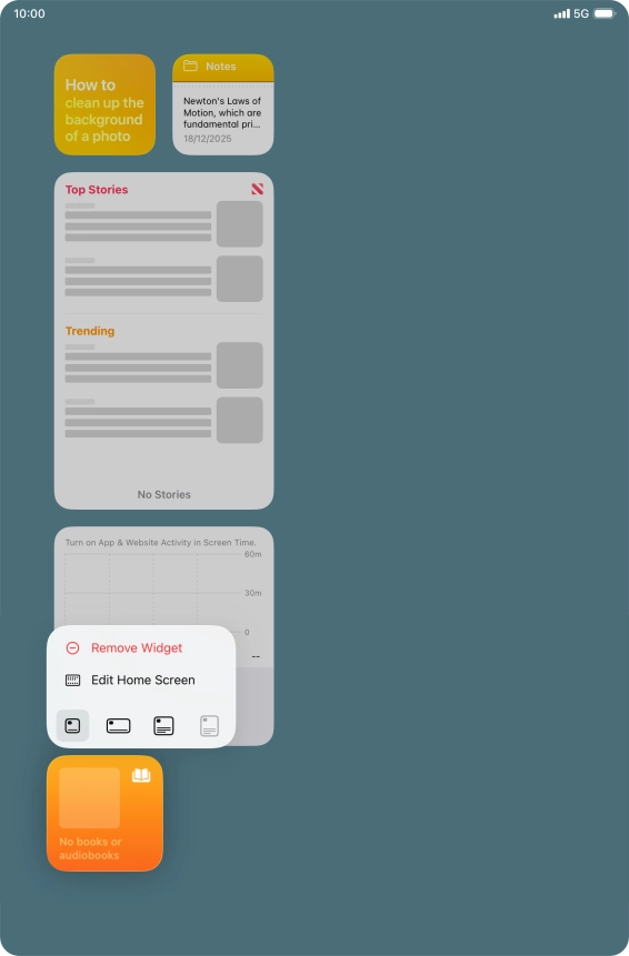 Press Remove Widget.