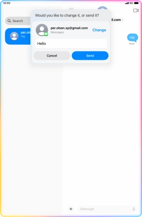 If an app is open on your tablet, such as Messages, you can also use the functions available here, e.g.: REPLY [text].